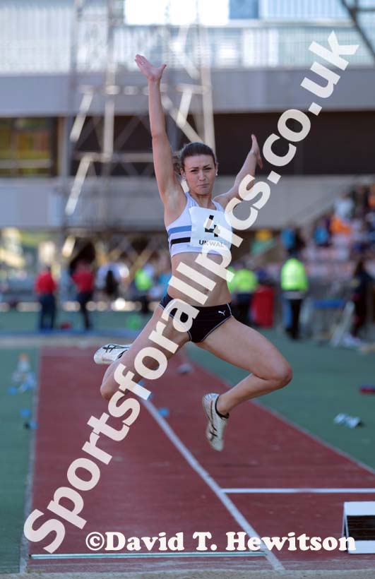 Sarah Warnock (Edinburgh AC) winner of the long jump at the UK Women's National League, Premier, Meadowbank, Edinburgh.